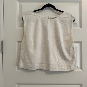 Abercrombie & Fitch White Sleeveless Linen Top